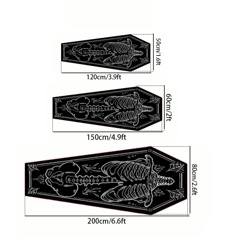 Halloween Home Decor Carpet, Skull Spider Print Coffin Shape Mat, Creative Unique Holiday Gift Rug, Household Decorative Rug, Soft Washable Floor Covering