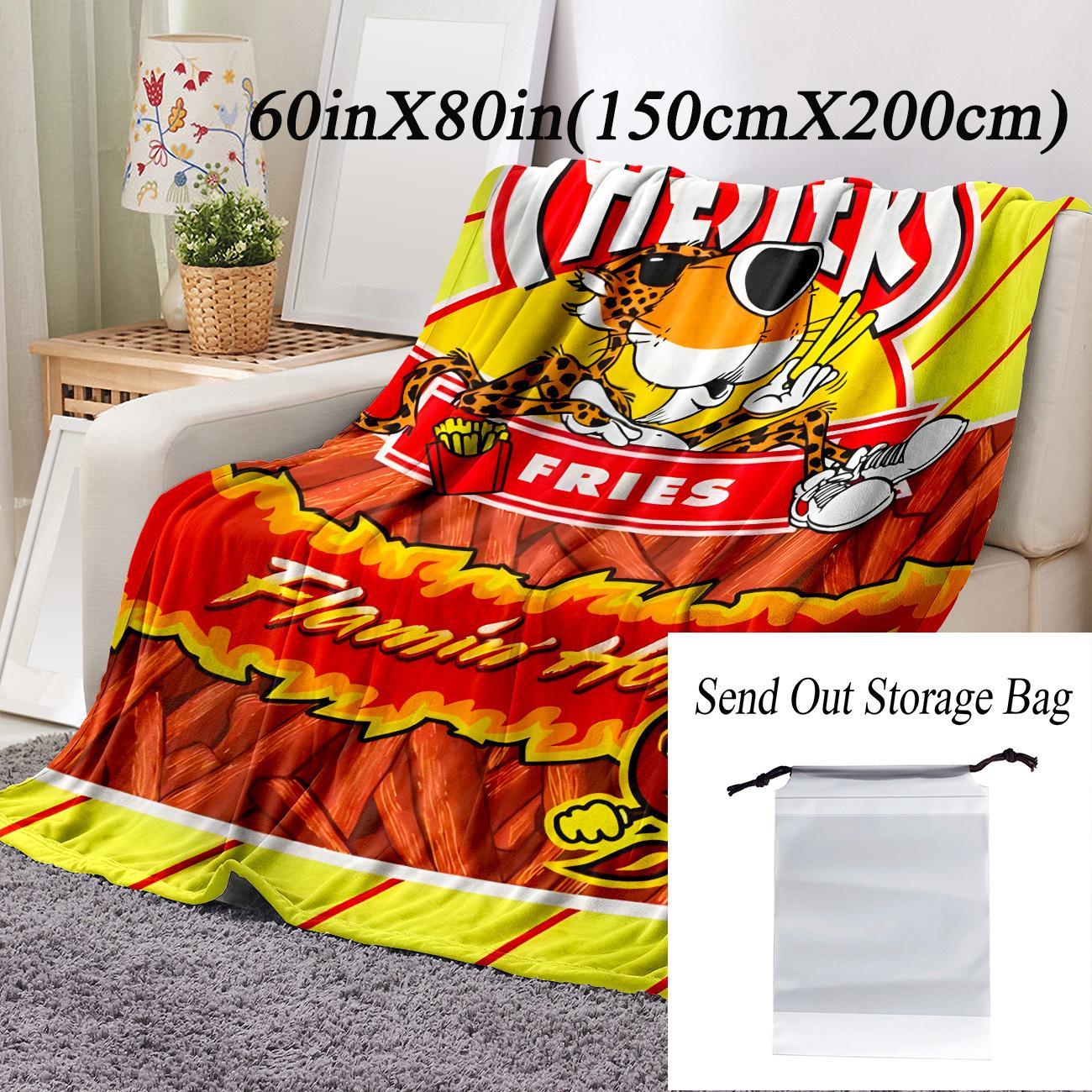 Corn Chips Pattern Flannel Blanket, 1 Count Multifunctional Throw, Warm Nap Blanket for Home Office Travel Camping, Leopard Print Blanket