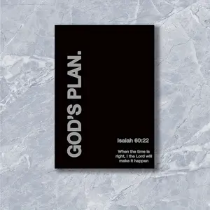 Frameless "God’s Plan" Isaiah 60:2 Canvas Wall Art – Modern Christian Bible Verse Poster with Black Background and White Lettering for Bedroom, Living Room, Study, Office & Church Decor, Spiritual Gift for Home, Prayer Room or Religious Space