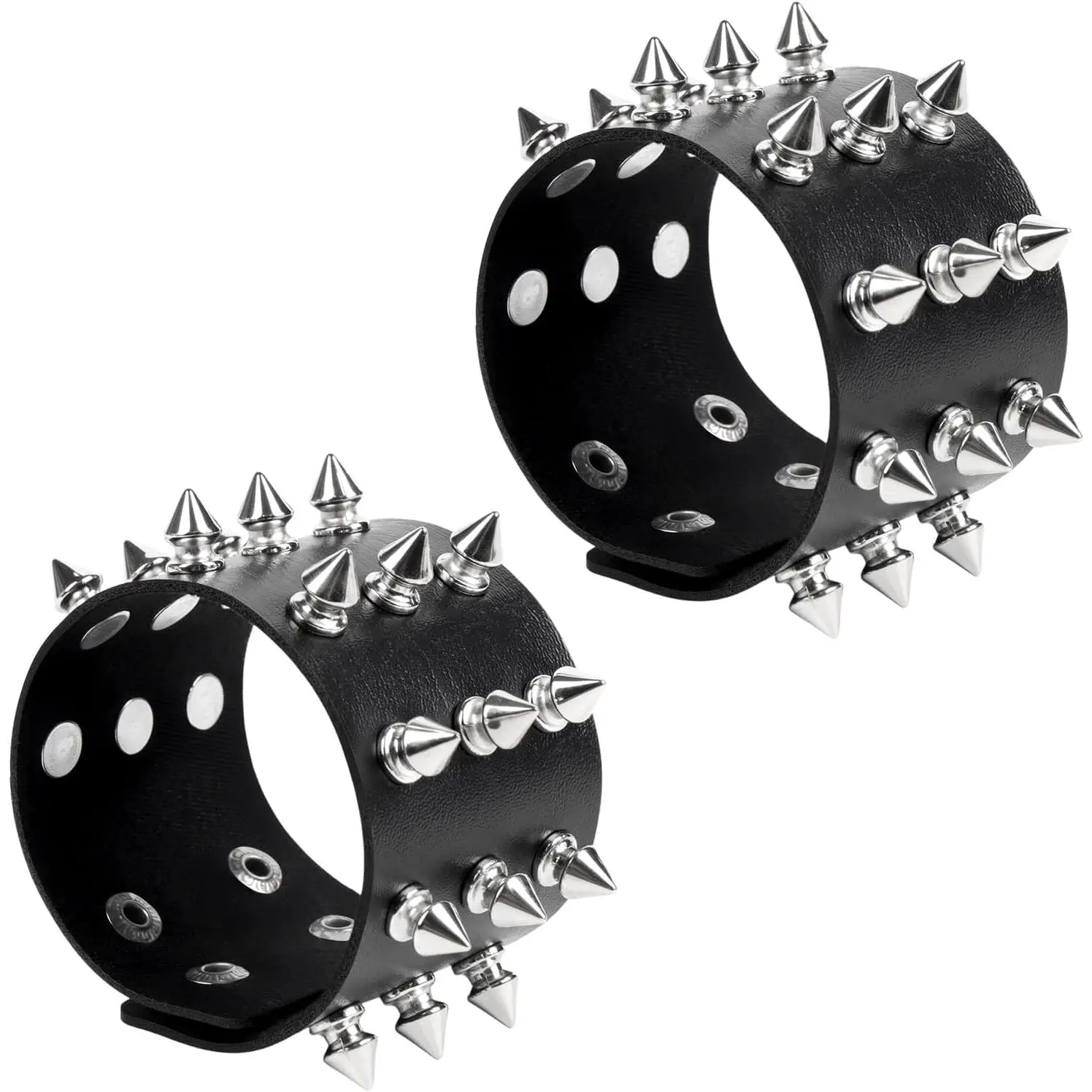 Punk Leather Rivets Bracelets Punk Rock Leather Studded Bracelets 80s Wristband Emo Gothic Spike Cuff Bracelet Set for Men Women Rocker Outfits Skull Bracelet