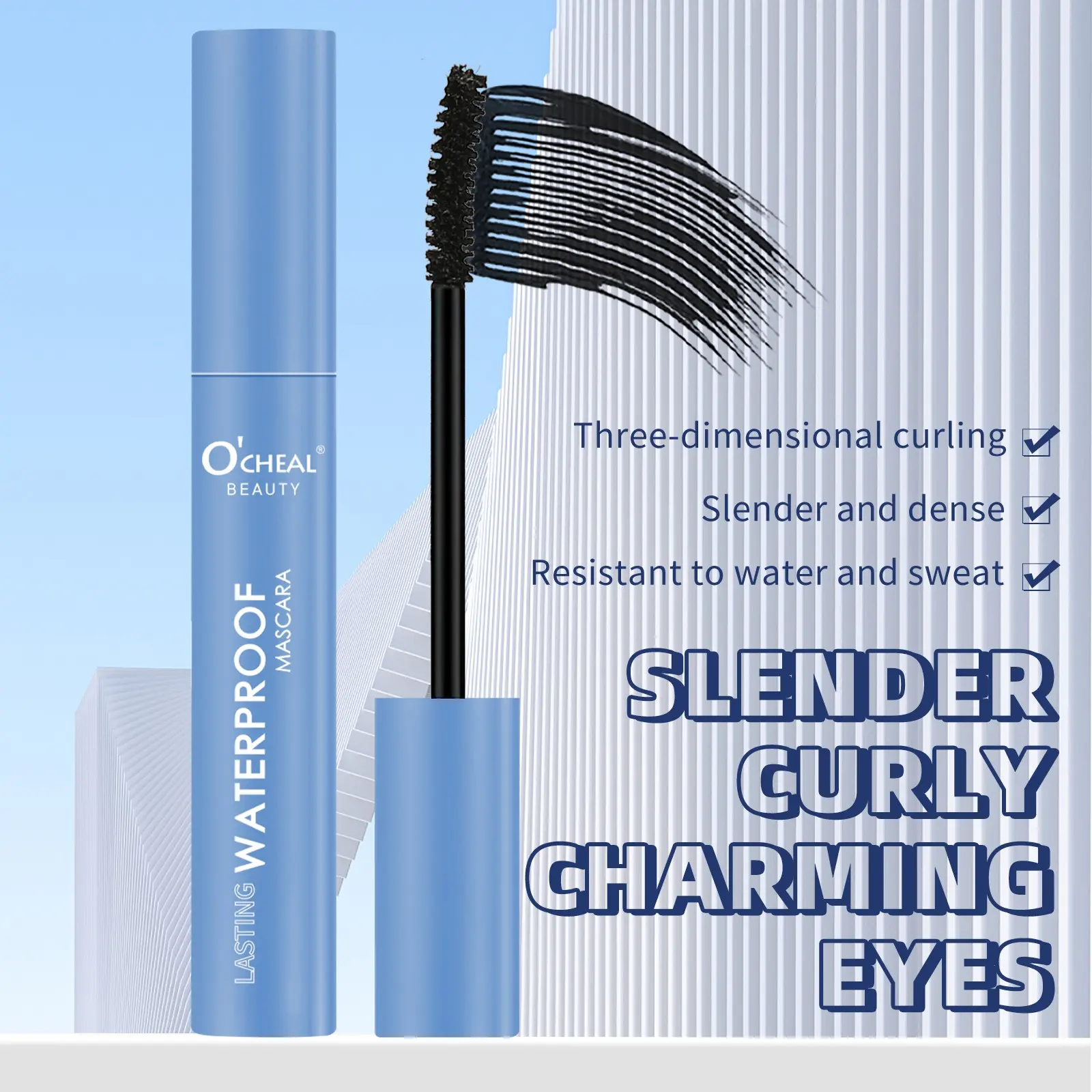 Fine Brush Tip Mascara, Waterproof Sweatproof Long-Lasting, Precise Lower Lash Application, Smudge-Free, Ideal for Beginners and Daily Use