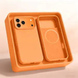 Koolife Orange Liquid Silicone Magnetic Phone Case, Soft TPU Shockproof Anti-Scratch Cover, MagSafe Compatible Protective Case For iPhone17/17Pro/17ProMax
