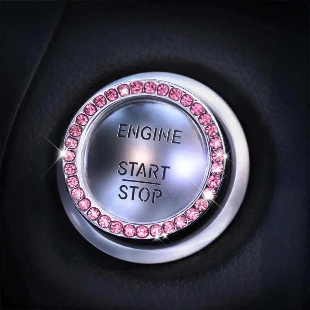 2026 New Artificial Rhinestone Ring 3D Car Start Button Sticker, Bling Ignition Switch Circle Cover Decal, Universal Interior Decor Accessories for Cars & Motorcycles, Car Accessories, Fits Most Car And Motorcycle Start Buttons