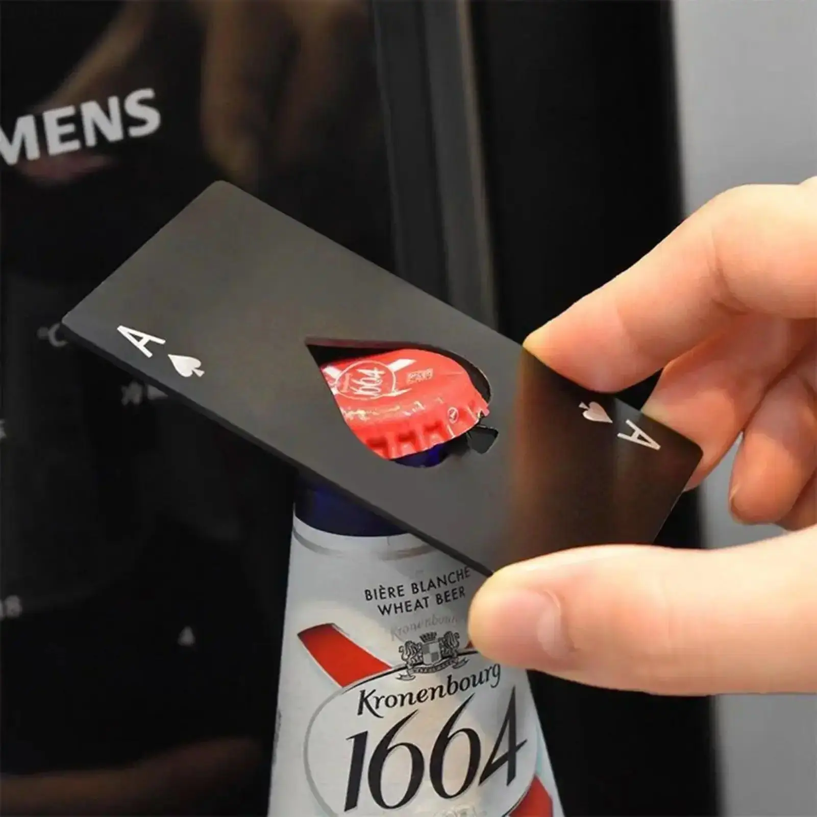 Stainless Steel Poker Card Style Credit Card Bottle Opener, Black Durable Portable Compact Slim Wallet-Size Bar Tool for Beer Soda Cocktails, Home Kitchen Party Use