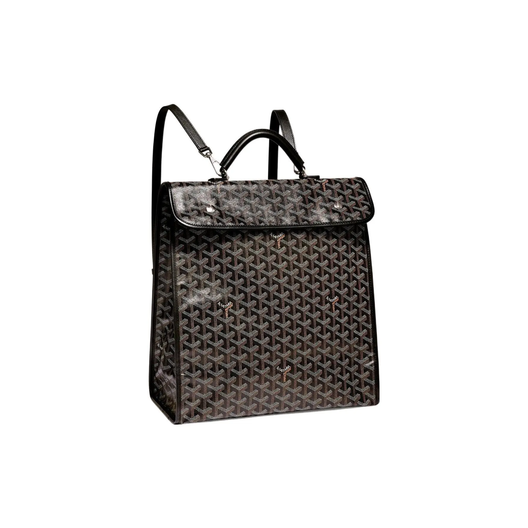 Goyard Saint Leger Y-Print Foldable Large Capacity Canvas and Calfskin Handbag and Backpack, Unisex, 11 Colors