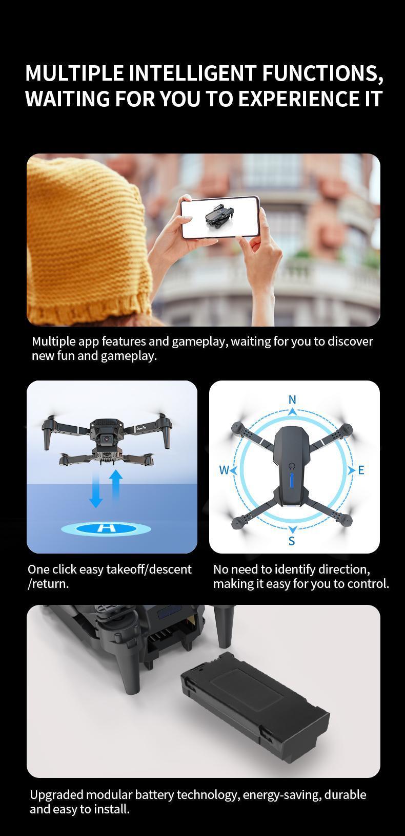 2025 New E88 Pro Upgraded Drone With Screen 4K Camera Aerial Photography Camera Dron Foldable Quadcopter RC Toy For Kid Gift