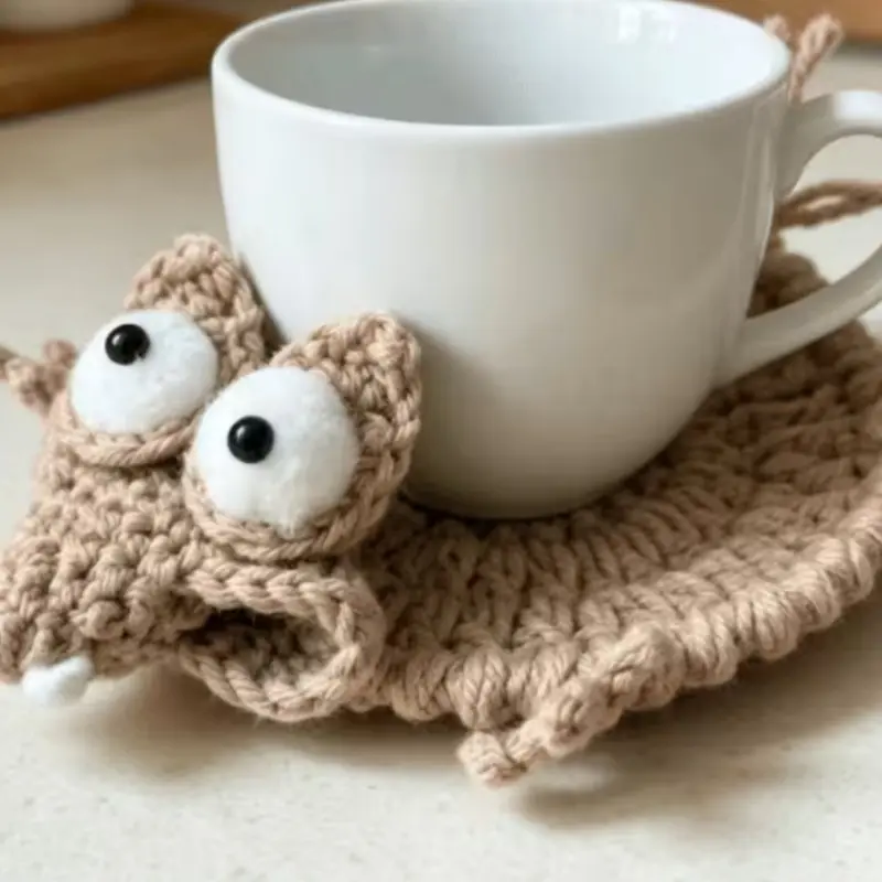 Handmade Squirrel-Shaped Coasters, Crocheted Trivets, Whimsical Halloween Ornaments, Perfect Gifts for Parties and Holidays