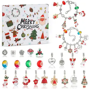 Christmas Advent Calendar Bracelets 2025 24 Days Xmas Countdown DIY Jewelry Making Kit 2 Bracelets Gift Sets for Women