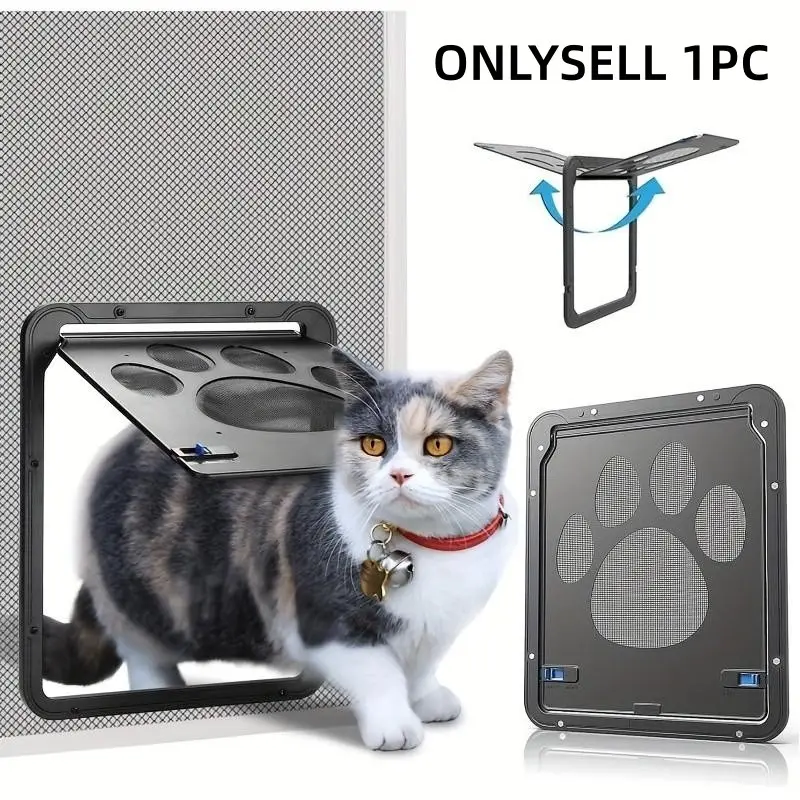 Magnetic Pet Screen Door, Lockable Indoor Home Door for Cats and Dogs, 7.99x10.0 Inches, Secure and Convenient Access Control