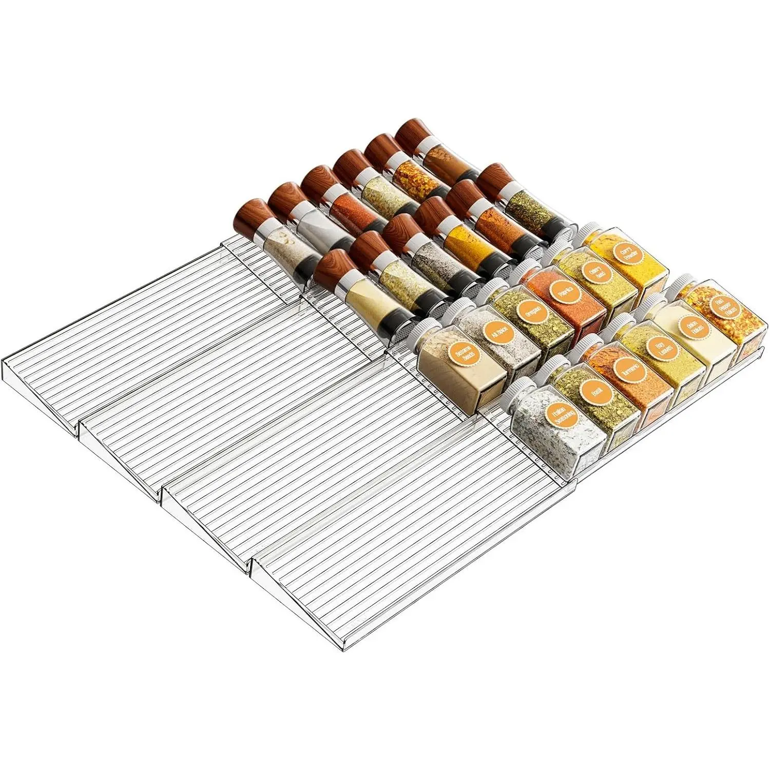 8 Pack Adjustable In Drawer Spice Organizer - Expandable From 11'' to 22'' - Acrylic Drawer Seasoning Organizer,Clear Spice Organization Tray for Cabinet Drawers Condiment,Nail Polish and Jar
