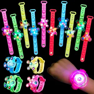 24 Pack Light Up Fidget Spinner Bracelet, Birthday Party Favors for Kids 4-8 8-12, Valentines Gift for Kids Classroom Glow in the Dark Goodie Bags Stuffers, Treasure Box Toys Classroom Prizesfidget toys