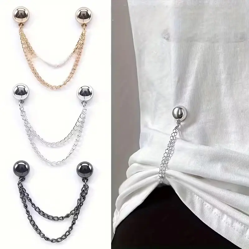 6-Piece Women's Magnetic Clips, Durable Metal Pins, Multi-Functional Scarf & Shawl Holder, Adjustable Chain Design, Alloy Material, No Sewing Needed