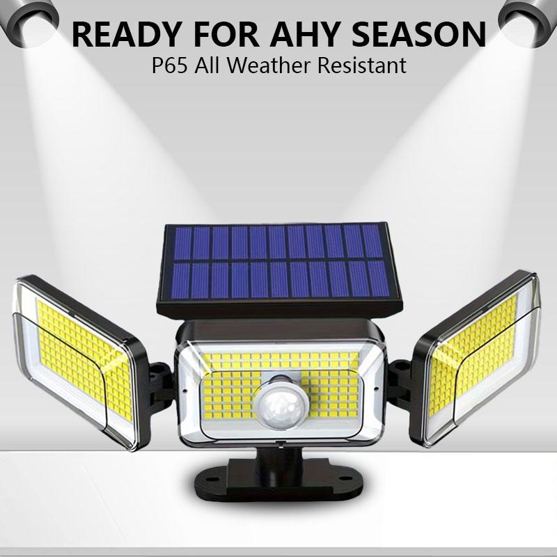 1/2-Pack High Brightness Solar Motion Sensor Lights Durable Waterproof IP65 Design for Outdoor Security & Landscape Lighting Enhancement with Remote Control and Adjustable Heads