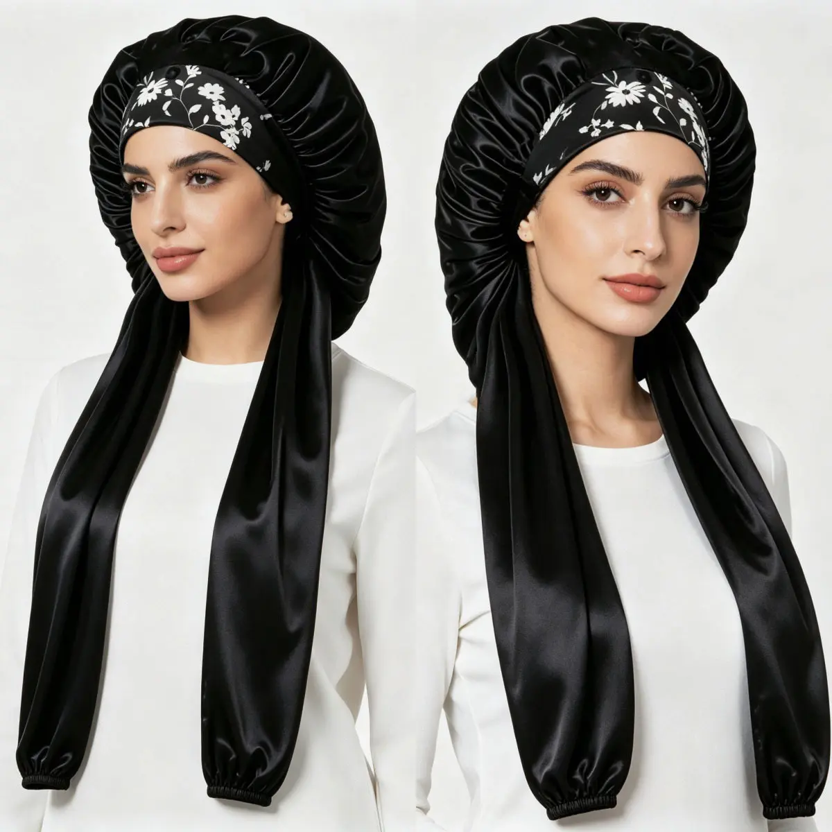 Satin Bonnet for Dreadlocks, Long Tube Hair Cap with Adjustable Brim, Soft Double-Layer Satin Lined Design for Curly Hair, Locs, Braids & Protective Hairstyles, Nighttime Sleep & Hair Care