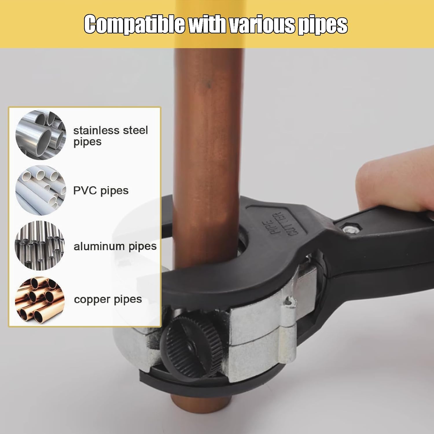 Ratcheting Tubing Cutter Heavy Duty Adjustable Pipe Cutting Tool with Replaceable Alloy Steel Blade for Copper Aluminum Iron Stainless Steel Conduit Plumbing HVAC Work (Black, 5/16" to 1-1/8")