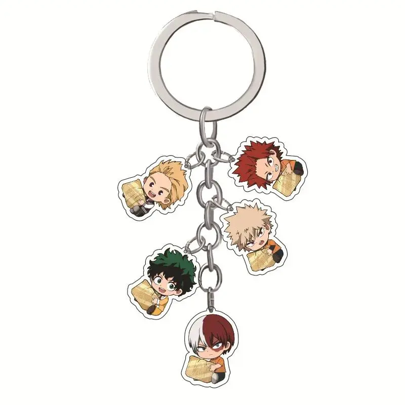 5pcs/Anime My Hero Academia keychain deku Midoriya Izuku Bakugou Katsuki Cartoon Character Model Key Chain Bag Pendant