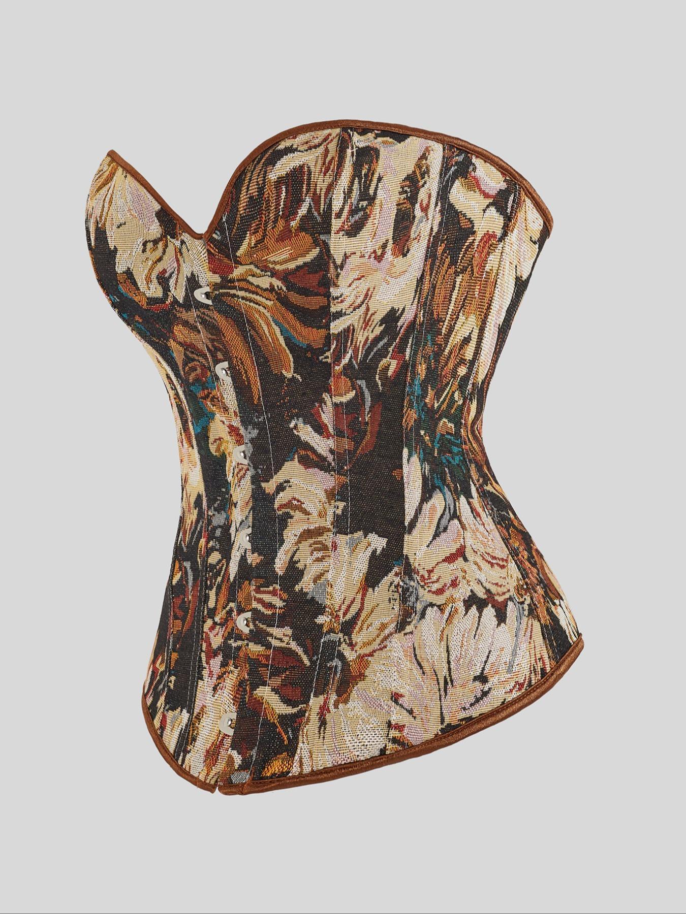 Women's Floral Print Shapewear Tops, Fashionable Lace Up Closure Corset, Tummy Control Shaper for Women, Adjustable Body Shaper