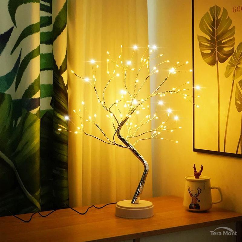 Dual Mode Touch Switch Gold Leaf Tree Light with 72 LED Copper Wire String Lights for Valentine Bedroom Christmas Decorative Lamp
