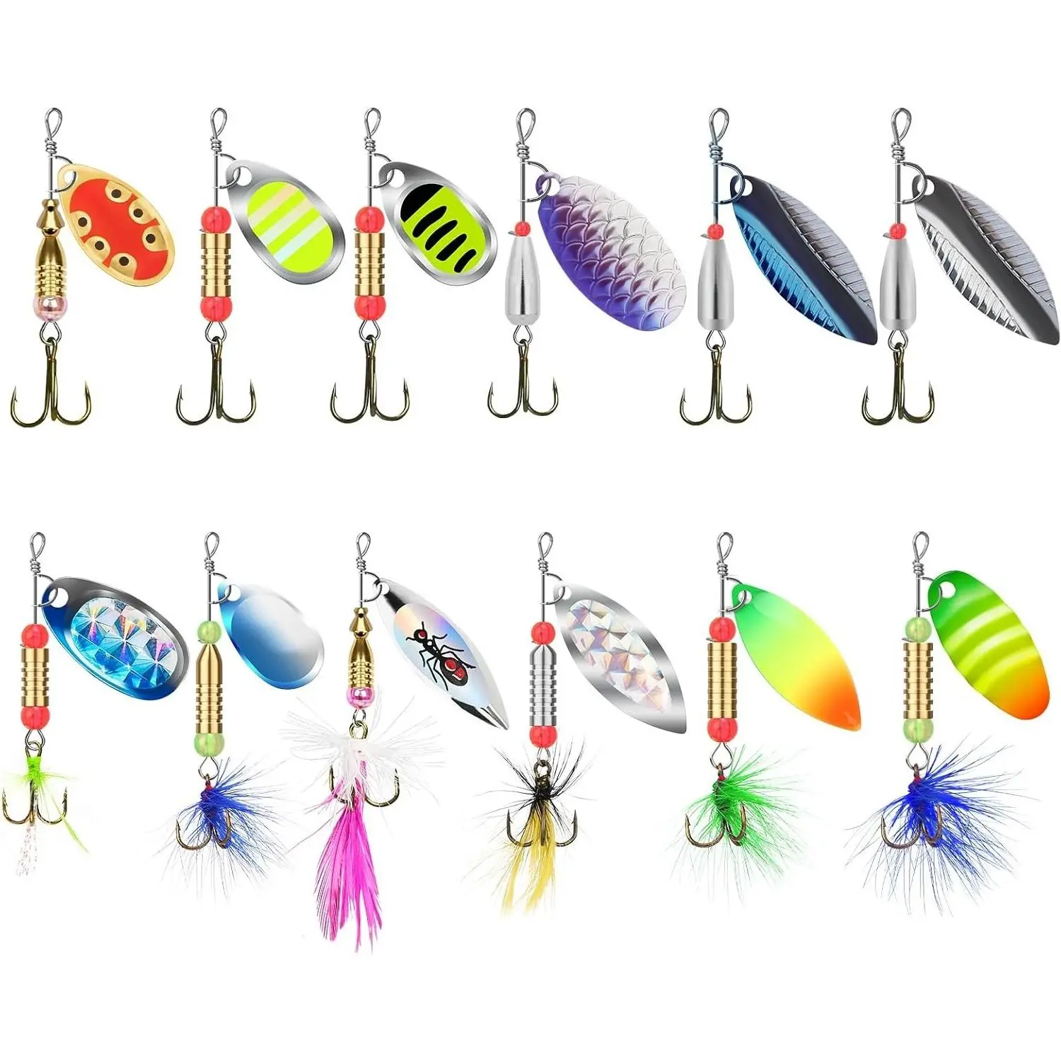 Swim or Jig Fishing Spinner Baits for Freshwater & Saltwater, Inline Spinner Lures for Trout Bass Walleye Crappie Salmon Pike, Blade Bait with Copper BladeGift