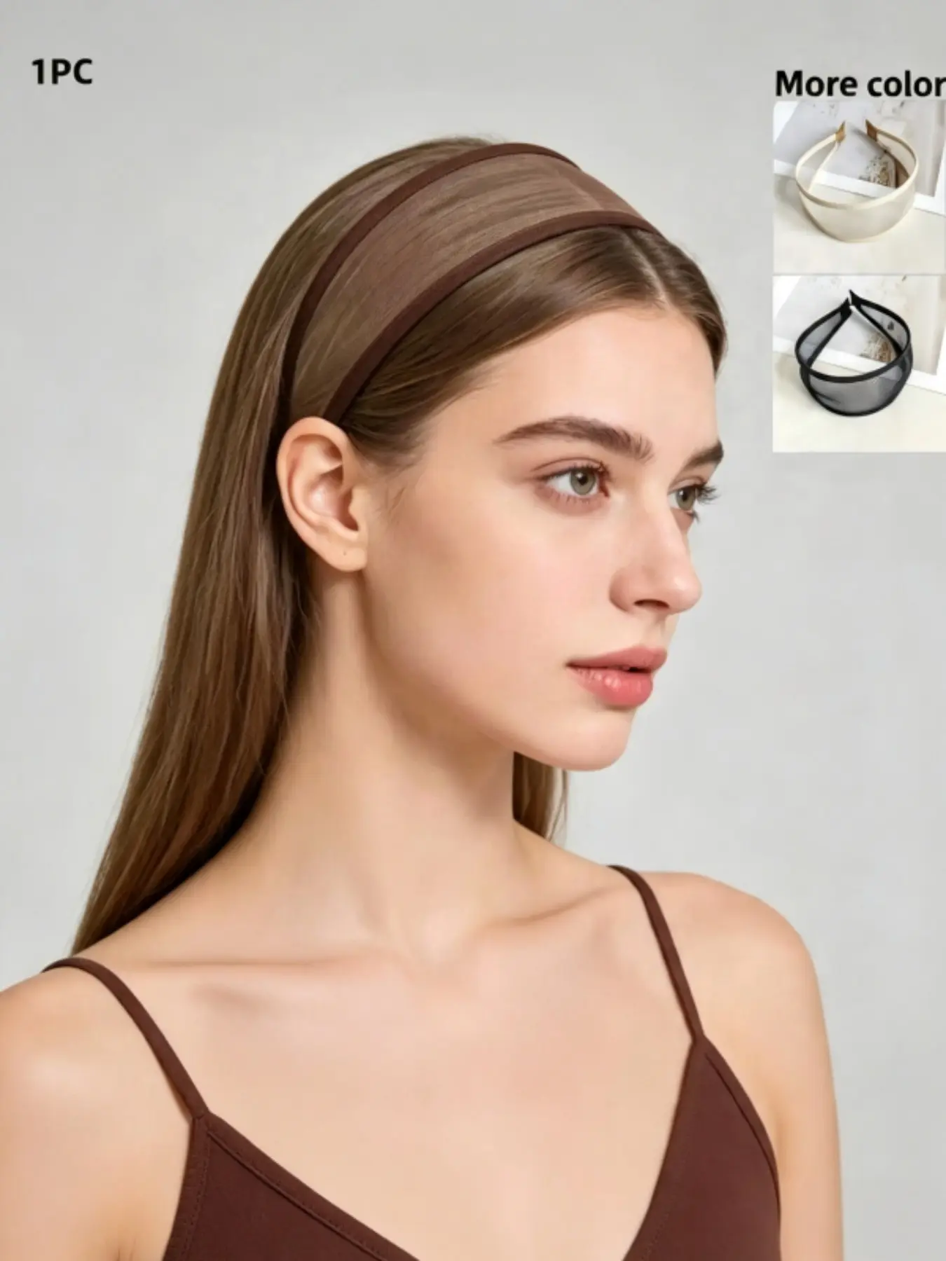 1pc Simple Mesh Wide Headband, Lightweight Soft Net Headband, Non-Slip Daily Hair Accessory, Elegant Multifunctional Sports Headband