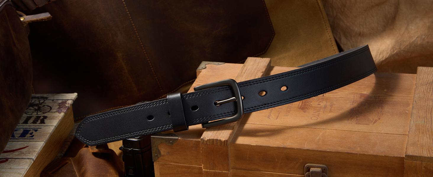 Men's Genuine Leather Casual Every Day Jeans Belts, Handmade Men Leather Belt with Gift Box