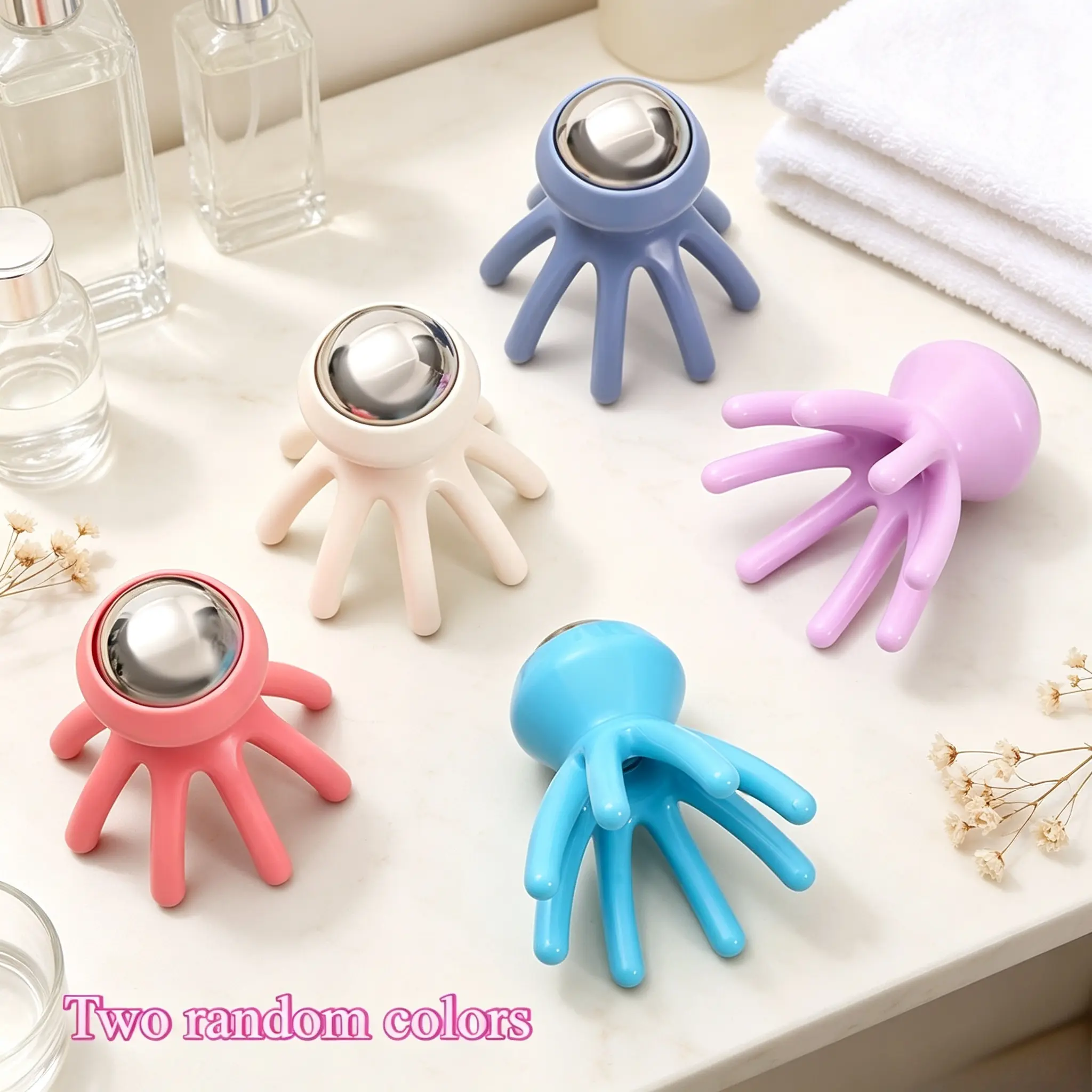2 Random Color Octopus Stainless Steel Ice Globes, Hot & Cold Dual-Use Beauty Tools. Soothe eye skin, reduce puffiness & eye bags, shrink pores, boost skincare absorption. Portable for facial & eye massage at home.