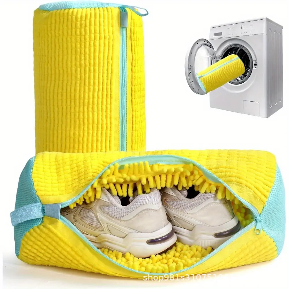 Lazy artifact shoe wash bag cylindrical polyester cotton laundry bag shoe protection anti-deformation wash bag