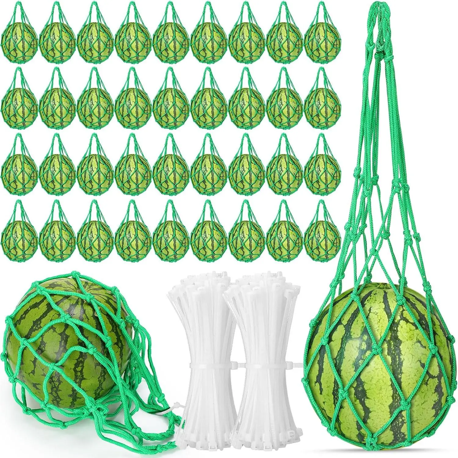 12 Pcs Watermelon Net Melon Hammock Melon Cradle Plant and Garden Supports Pumpkin Support Hanging Bag Protects Watermelons, Honeydew, Squash, Cantaloupes (Green)