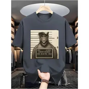 Men'S Retro ALF Graphic T-Shirt Featuring Gordon Shumway, Inspired by 80S TV Nostalgia, with a Unique Criminal Photo Design. Made Of, It Has a Comfortable Round Neck And Is Breathable, Perfect for Casual Outings, Parties