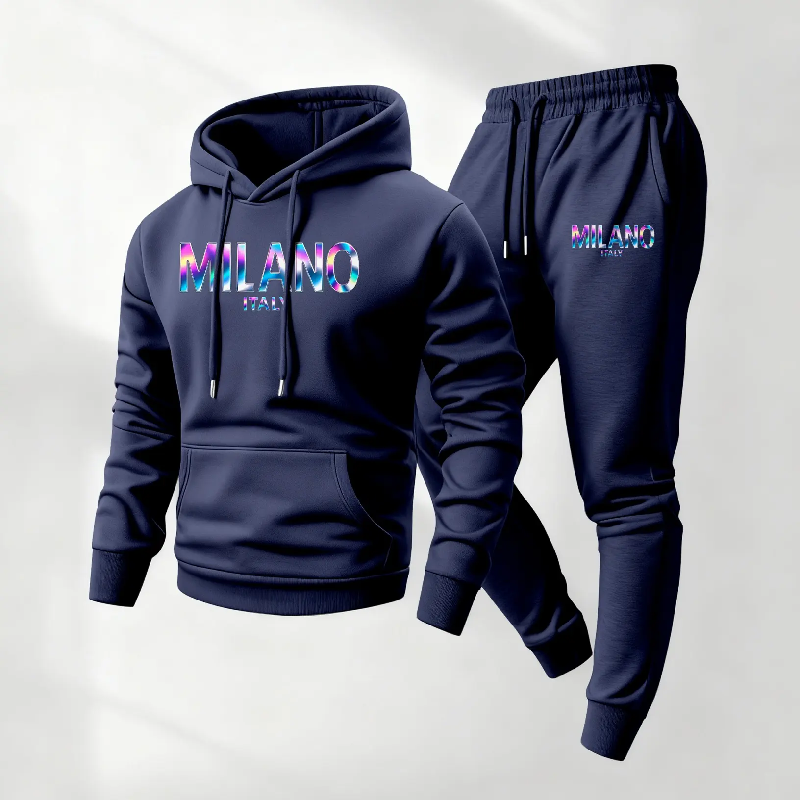 Men's Milano Printed Hoodie & Drawstring Sweatpants Set Casual Athletic Long Sleeve Hooded Jacket & Trousers for Fall Winter Daily Wear Sportswear Indoor Outdoor Tracksuit Athleisure