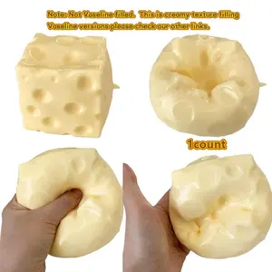 Giant Yellow Fidget Toy with Soft Slow-Rising Texture, Moldable Squishy Cheese Block,  ASMR Stress Ball with Squeeze Feature for Play & Relaxation