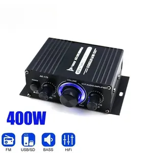 Mini Digital Power Audio Car Amplifier Blue Light Stereo Audio Amplifier for Home Theater Club Party Music 200Wx2 Power