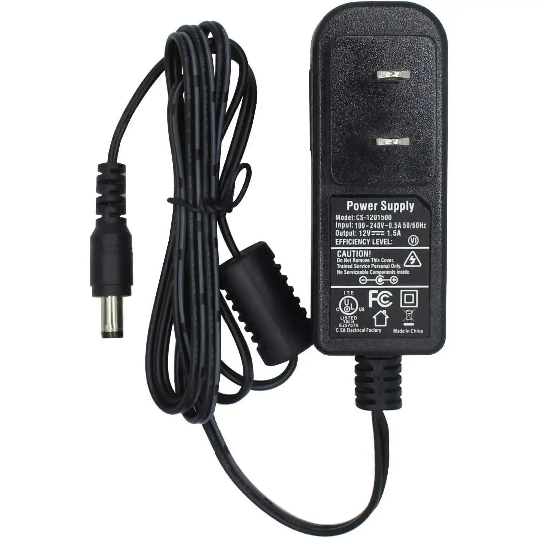 DC 12V 1.5A Power Adapter Supply, 5.5mm x 2.1mm Plug for Security Camera, Model CS-1201500, FCC UL ListedGift