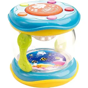 WEofferwhatYOUwant Baby Drum - Portable Musical Toy for Babies 6+ Months with LED Lights Lullabies Ocean Sounds Play Modes Soft Volume Travel Ready Percussion BPA for Toddlers