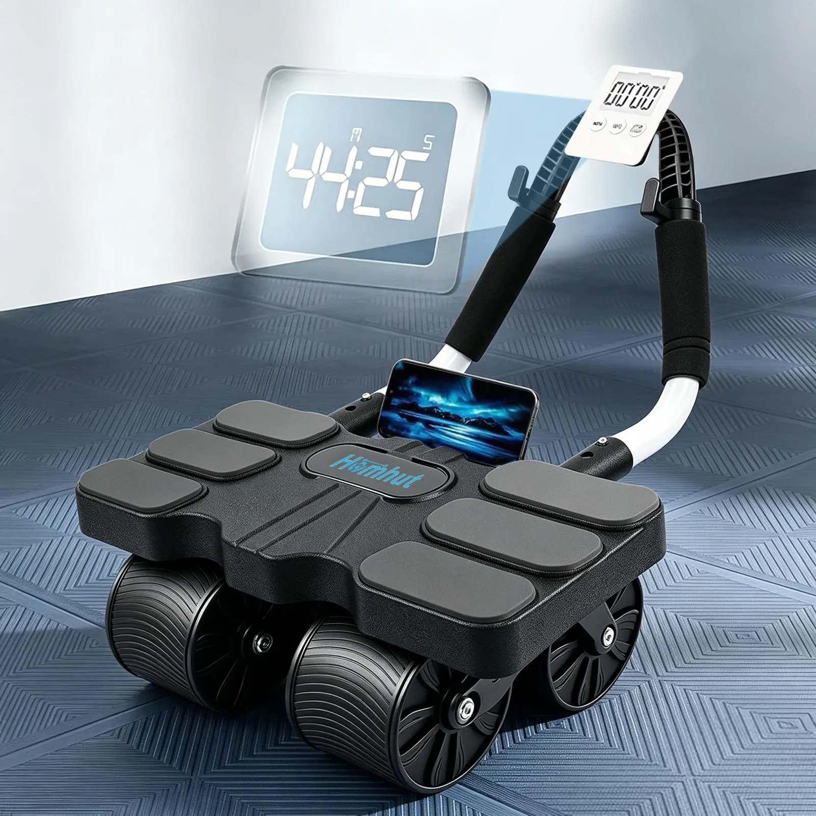 Automatic Rebound Roller with Mat – Home Equipment, Roller Wheel with Timer for Side-to-Side & Forward Motion