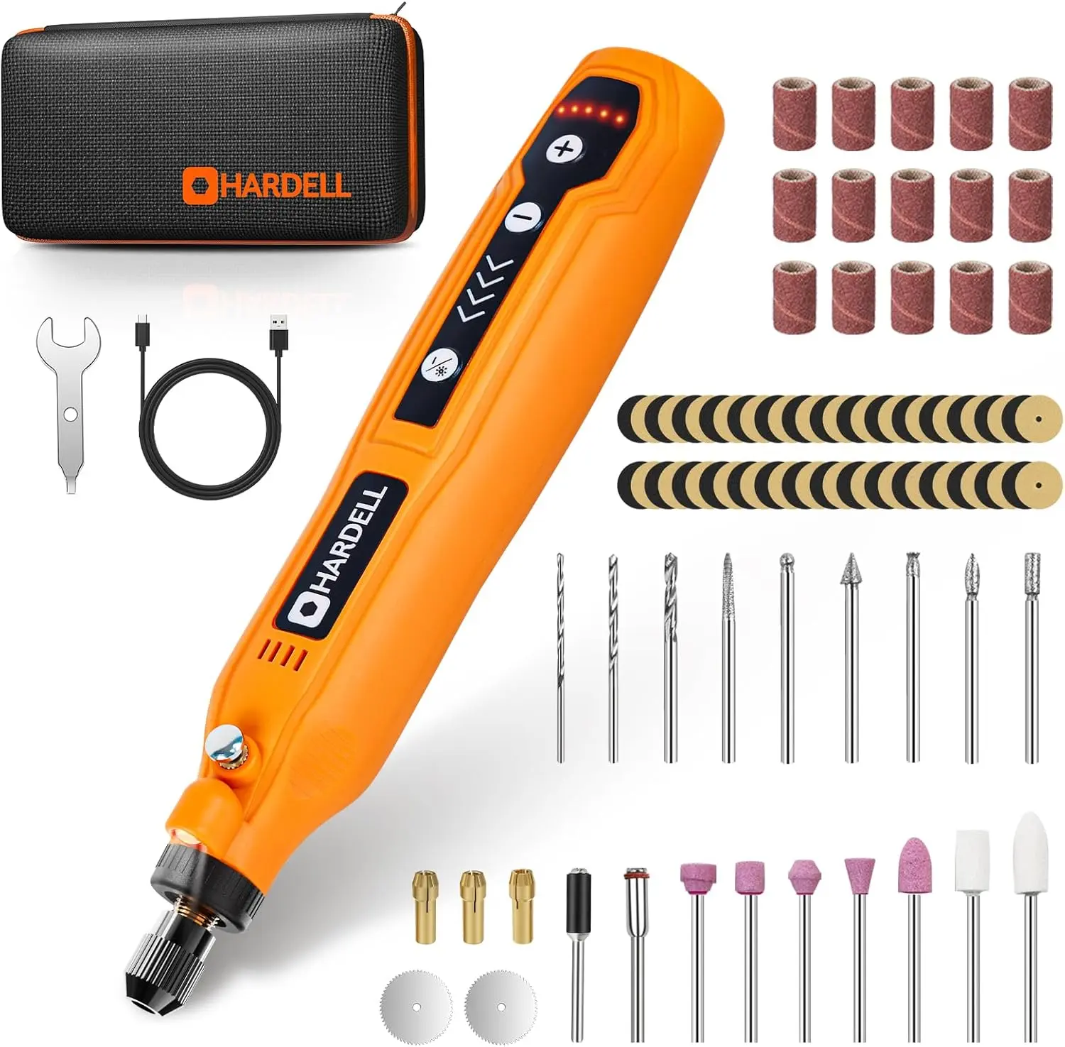 Mini Tool, 5-Speed 69pcs Kit for 3D Printer Sanding |   5000-18000RPM, 2000mAh, USB-C, LED Light, Case – Engraving Pen for Polishing, Drilling, Carving,