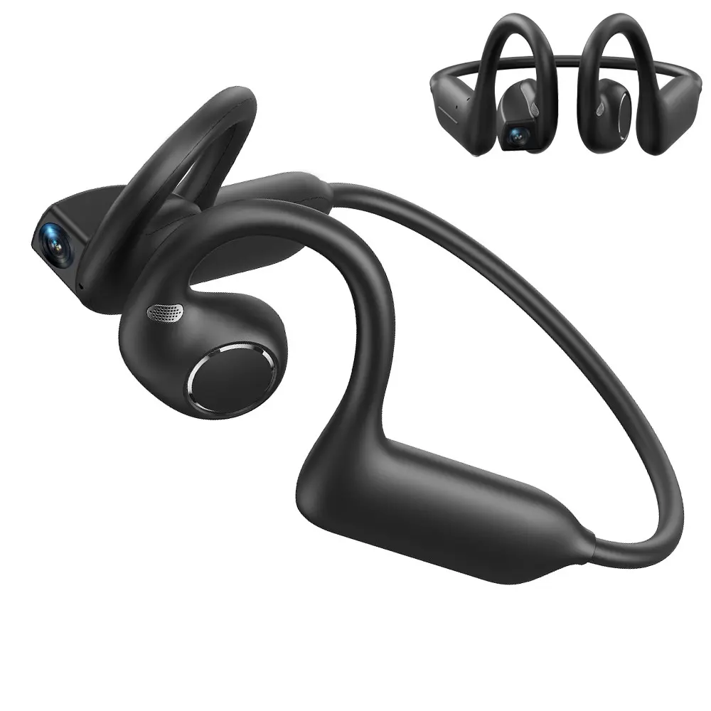 Bone Conduction Earphones with Camera, Wireless Headphones,8MP POV Camera, Open-Ear Earbuds, Photo&Video Shooting, Audio Recording, Hands-free Call,AI Real Time Translation ,8GB Memory, 10 Hours Music Time , Free APP