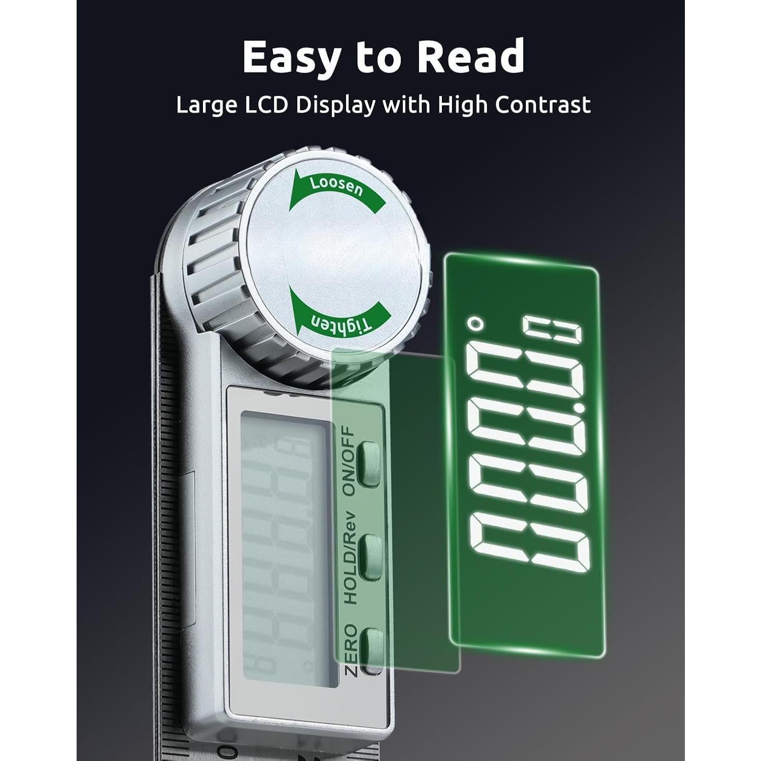 Digital Angle Finder Protractor, 7inch Professional Angle Measuring Tool for Woodworking, Construction and DIY Measurement, Stainless Steel (Includes 2 )