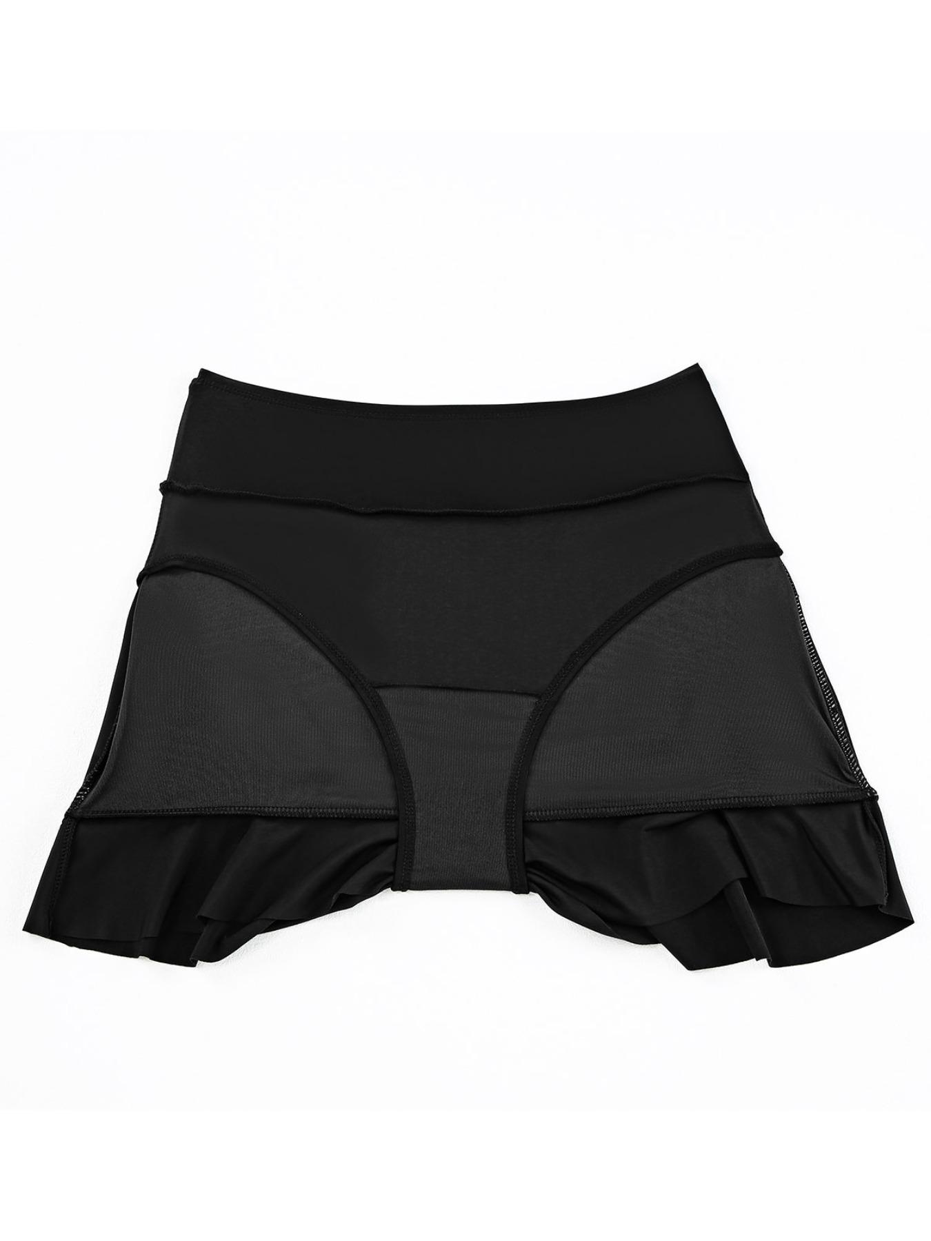 Women's Solid Color High Waist Swim Skort, Casual Comfy Breathable Swim Bottoms for Beach Swimming, Ladies Swimwear for All Seasons