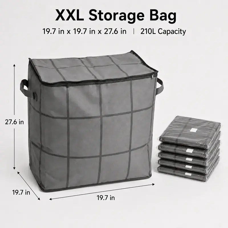 Spacious Moving Storage Bin, Zippered Organizer for Quilts, Bedding & Sweaters, Large Capacity Fabric Bag for Moving Day, Closet & Bedroom Use