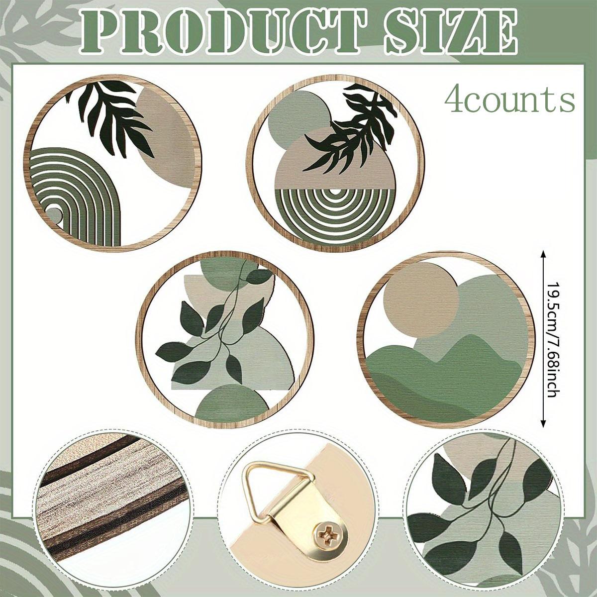 Wooden Wall Decor, 4 Counts/set Boho Style Plant Pattern Floral Boho Print Wall Art, Wall Decor for Home Living Room Bedroom Study Room, Ornaments