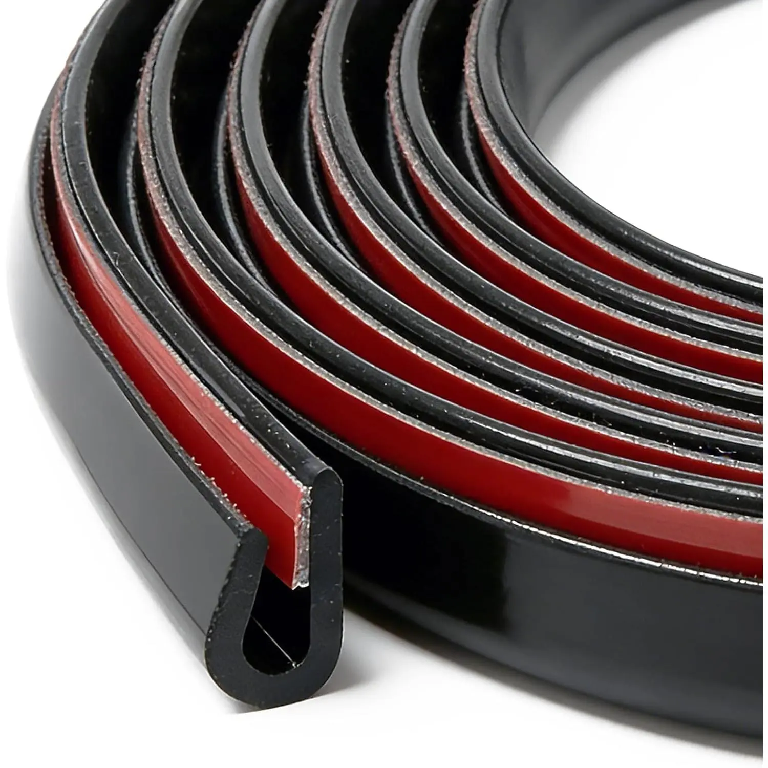 Self-Adhesive  Door  Guards - U  Rubber  Trim for Metal  Protection, Fits   Doors, Hatches, Lockers & Panels, 5Ft