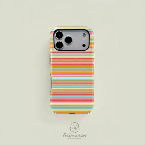 Mixed Color MagSafe 2-in-1 Smartphone Casing - Classical Retro Rainbow Stripe, Floral Design, Sturdy Personalized Protection Accessory for iPhone 17/16/15/14/13/12/11 Pro Max/Plus/Pro, Ideal Birthday Gift