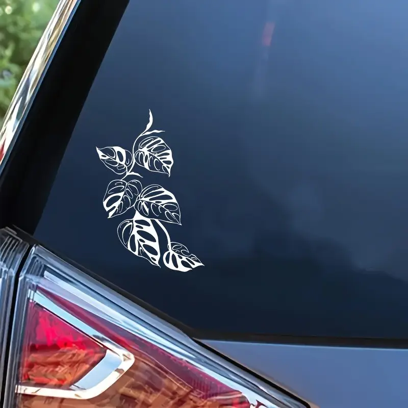 Monasta Plant Sticker, Real Greenery Design, Durable Vinyl Window Decal, Home Office Vehicle Decor, Natural Theme Decoration