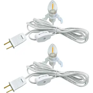 2 Pack Accessory Cord with LED Night Light Bulbs - White Cord with On/Off Switch Plugs - C7 led Bulb Warm White with Spare Fuse for Holiday Decoration and Craft Village House Decorationfidget toys