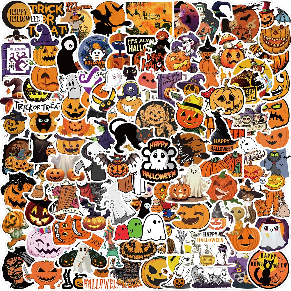 100pcs Halloween Pumpkin Stickers, Suitable for Scrapbooks, Journals, Laptops, Water Bottles, Cars, Etc. A Gift with A Positive Message and Based on Faith.