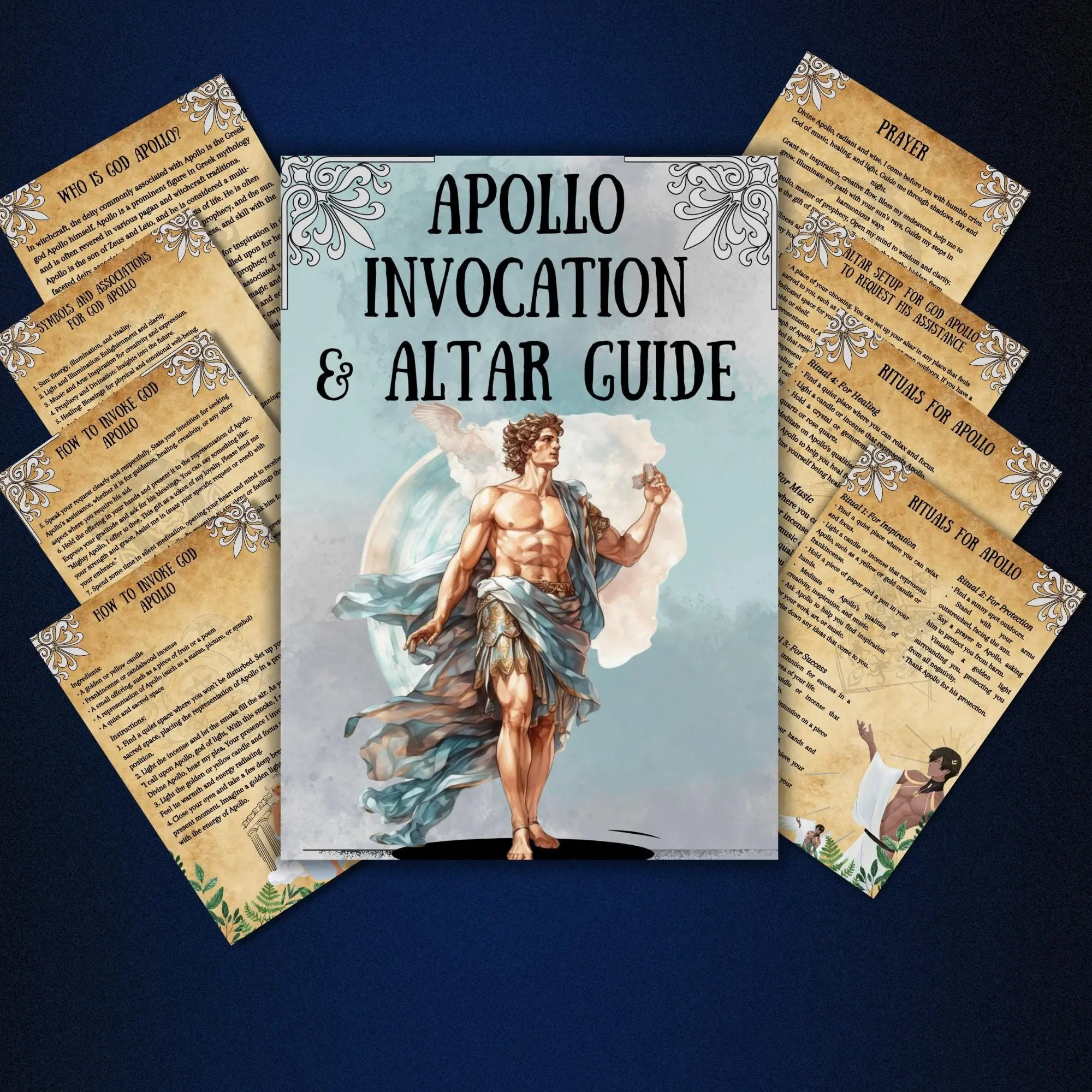 Greek God Apollo Altar Guide, Prayer & Invocation Book, Grimoire Pages, Book of Shadows, Apollo Rituals, Beginner Witchcraft Essentials