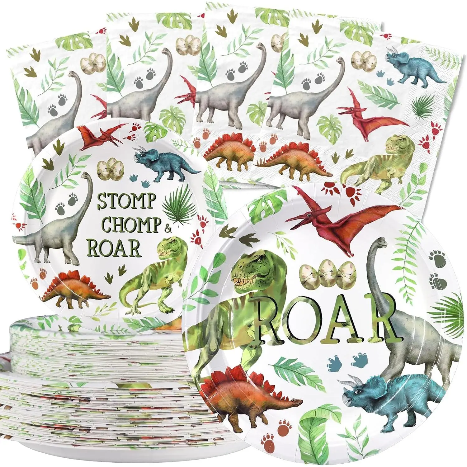 40 Guests Dinosaur Party Decorations Set – Dino Birthday Plates and Napkins, Jungle Dinosaur Tableware Kit for  Boys Birthday Party Supplies