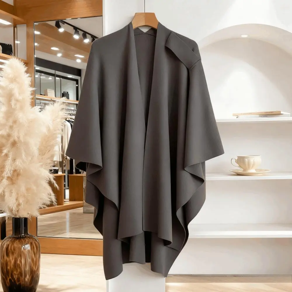 Stylish Women's Soft Solid Color Cape Shawl, Casual Elegant Wrap Shawl for Daily Wear, Fashion Accessories Gift for Women & Girls