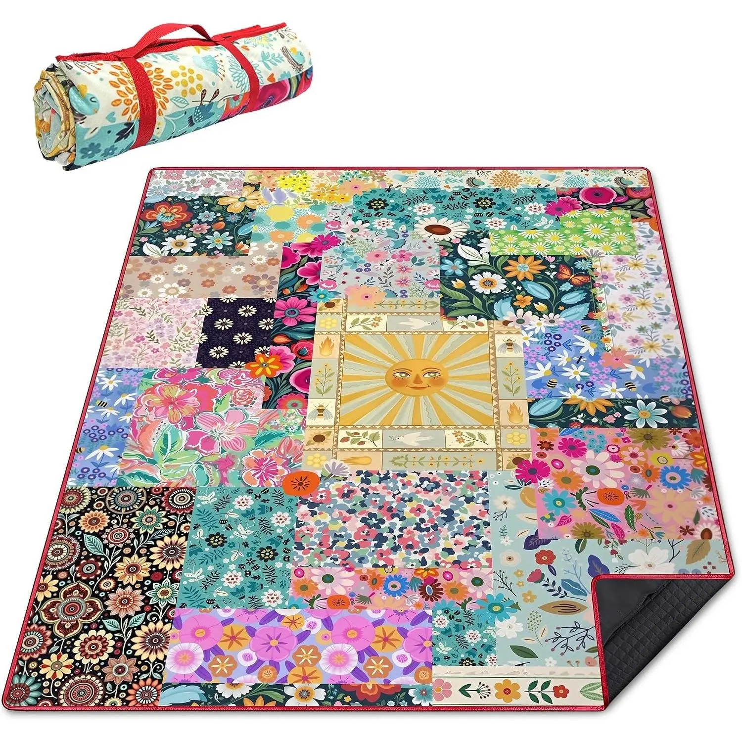 Extra Large Picnic Blankets Waterproof Foldable (60 "x 80") Beach Blanket Waterproof Sandproof,3-Layer Thicking Mat Outdoor Packable Camping Blanket